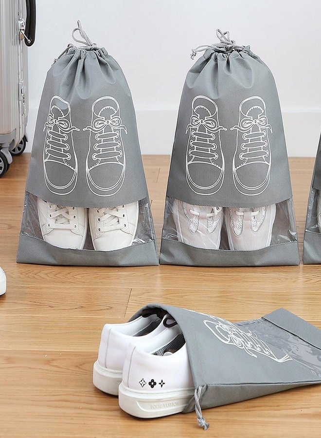 BluBasket Non-Woven Shoe Bags Pouches Travel Cover for Shoe Storage & Travelling Drawstring Bags Dust Cover, Grey (10) - Image 2